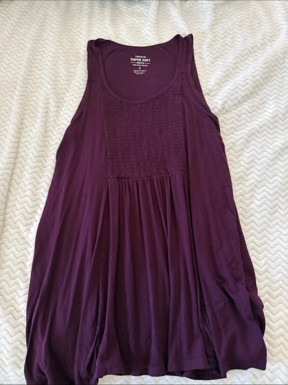 torrid Plum Smocked Yoke Tank